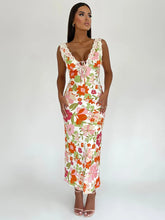 Floral Print Backless Maxi Dress Sleeveless Bodycon Floral Dress